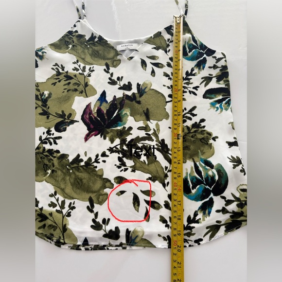 BABATON Floral Print Women's Top - Green and White - Picture 7 of 8